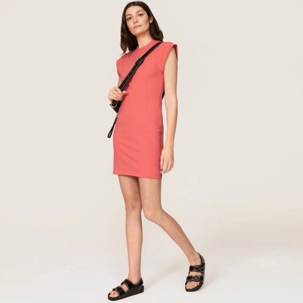 NWT HERVE LEGER Coral Sweatshirt Sleeveless Dress (100)
